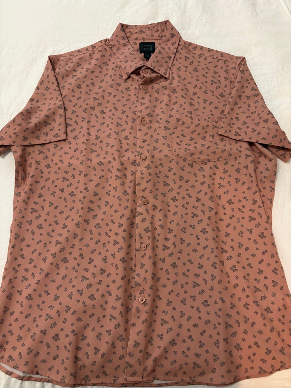 14th & Union Dusty Rose Short-Sleeve Button-Down Shirt with Micro Floral Print